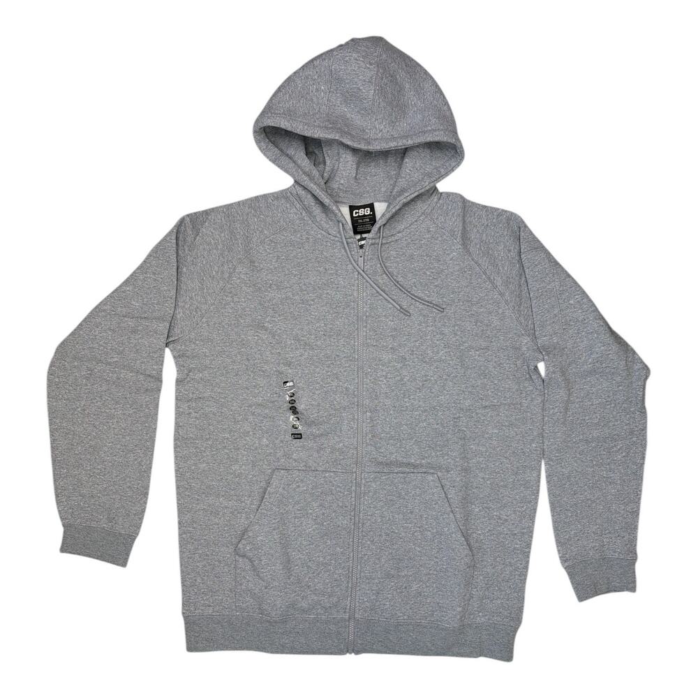 CSG Mens Gray Full Zip Long Sleeve Hoodie Size 2XL